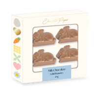 75g Solid Chocolate Bunnies (7 pieces) Long Pack - Milk, Dark, White, Caramel